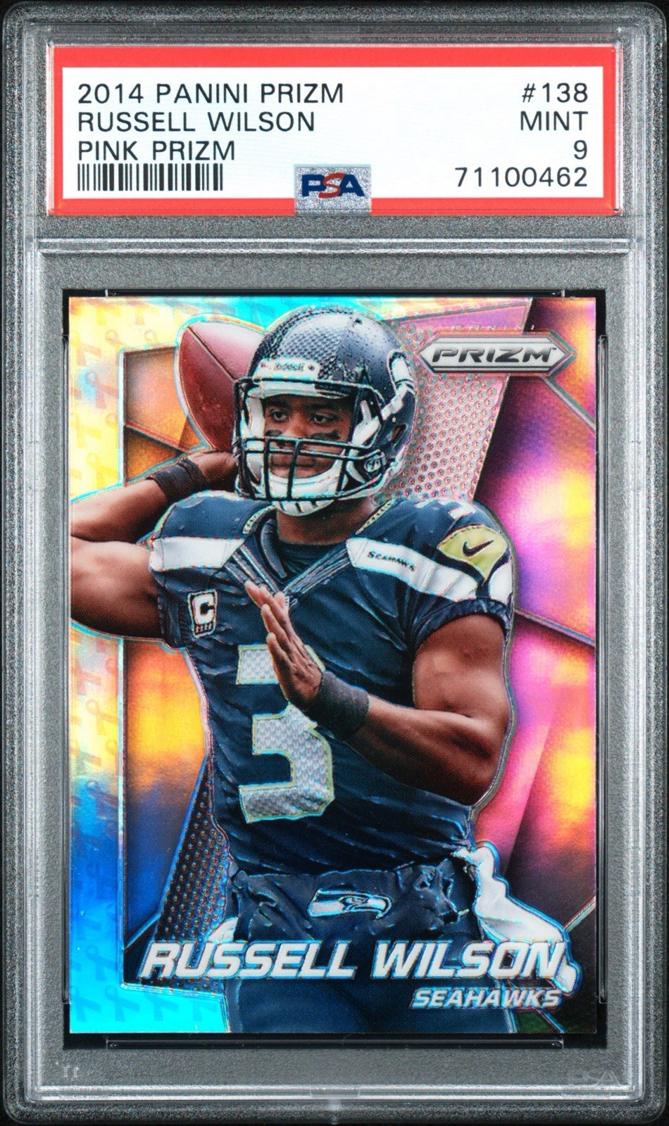 2014 Prizm Russell Wilson Pink Prizm BCA SSP #138 PSA 9 MINT