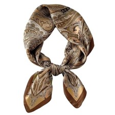 Silk Like Neck Scarf for Men/Women-27'' Square Fashion Satin Bandana 04-gold