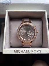 Image of Michael Kors Parker rose gold-tone stainless steel chronograph watch