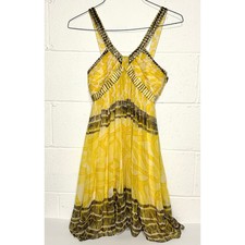 Nine West yellow brown/gold dress women size 4