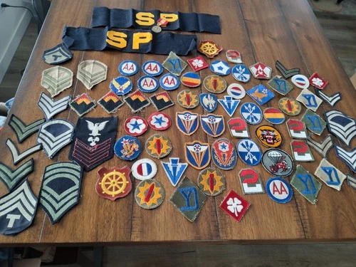 LOT OF 75 MOSTLY WW2 WWII MILITARY PATCHES NICE ORIGINAL COLLECTION