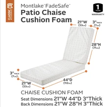 Classic Accessories 80 x 26 x 3 Inch Patio Chaise Lounge Cushion Foam - New