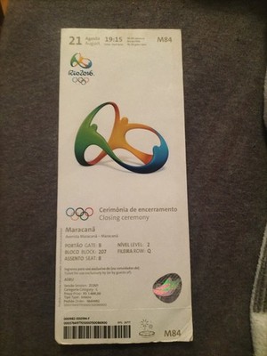 Used Ticket Olympic Games 2016 Rio Olympia M84 Closing Ceremony Abschlussfeier 1