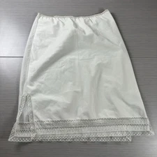Vintage Barbizon Petti-Dot Half Slip Womens 13 White Lace Trim Side Slit
