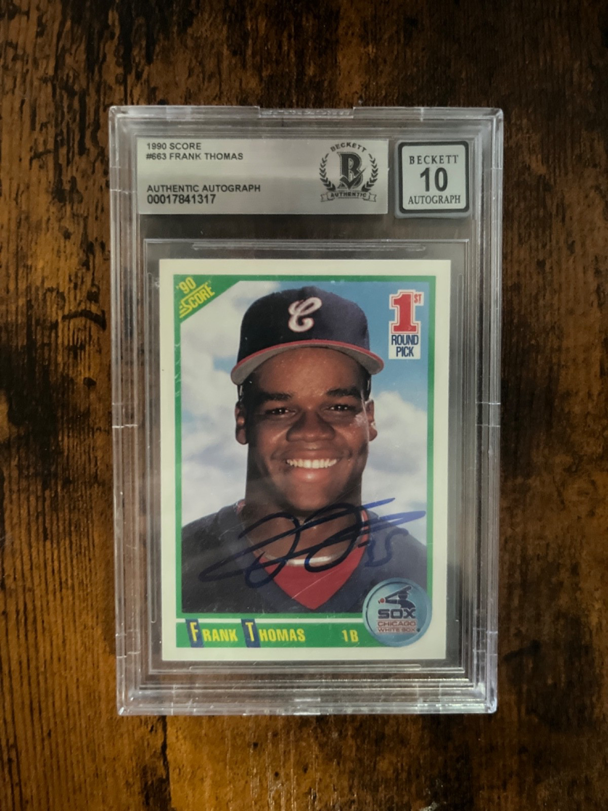 1990 Score #663 Frank Thomas Autograph RC Rookie BGS BAS Beckett 10 Auto view 1