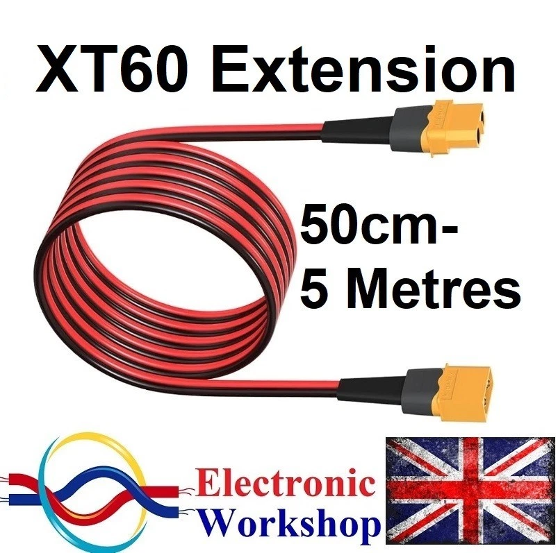XT60 Extension Lead Upgraded Cable Wire 14AWG 50cm, 1M, 2M, 3M, 4M, 5M UK SELLER - Image 1 of 4