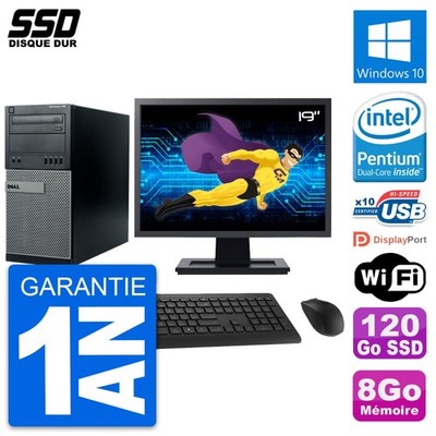 PC Tour Dell 790 MT Bildschirm 19'' Intel G630 RAM 8GB SSD 120GB Windows 10 Wifi