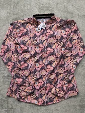 Royal Highness Equestrian Show Shirt Womens Size 2 XL Paisley Pink Button Up