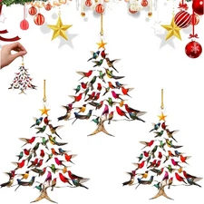 Hummingbird Christmas Ornament - Double - Sided Colorful Tree - Shaped FAST SHIP