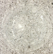 Unmarked Clear Pressed Glass Embossed Floral ...