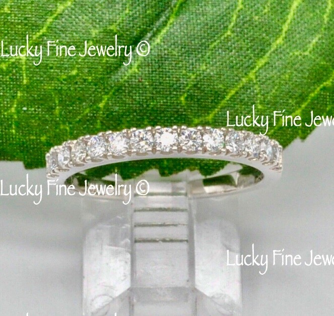 14k White Gold Ladies  Natural Diamond Ring stackable Band 0.43 ct