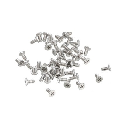 50Pcs M1.6-0.35 x 3mm Metal Flat Round Head Screws Phillips Drive Machine Bolt