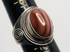 large vintage sterling silver Agate Statement ring 10 Grams Size 9