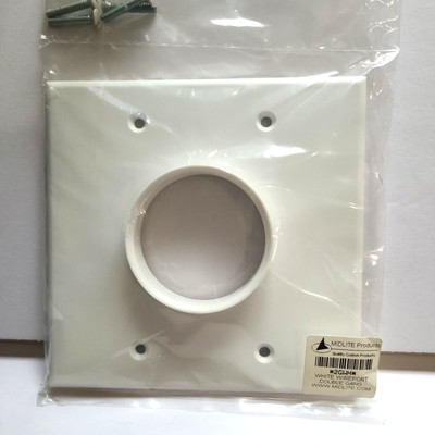 Midlite Products White Wireport Double Gang Round Opening Wall Plate 2GWH