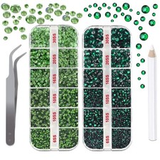 Hotfix Rhinestones Flatback, Green Emerald Hot Fixed for Bedazzling, 4832 P...