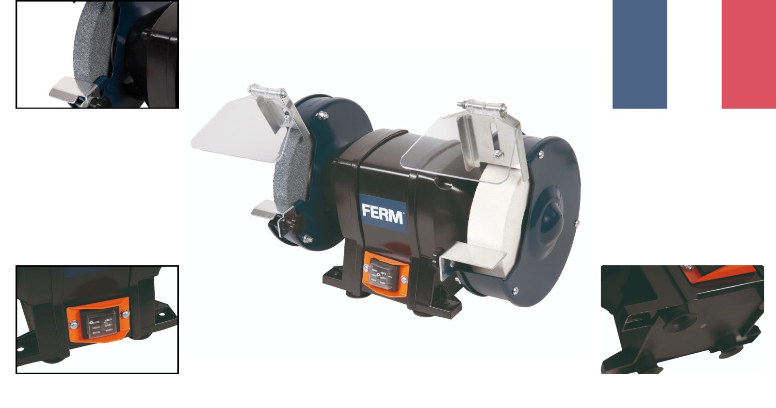 Touret à meuler FERM 250W pour affûter les outils de jardinage et ébarber les pièces en métal