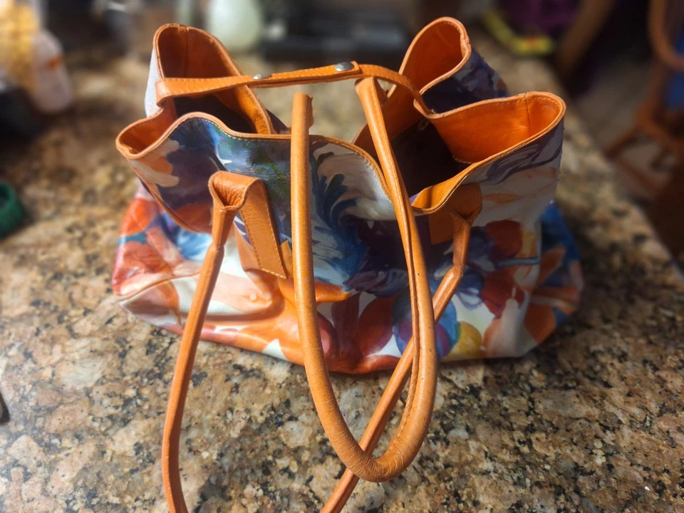 Maurizio Tauite Дамская сумка оранжевый шагреневой кожи, сумка с короткими ручками размер, сделано в Италии - Изображение 2 из 4