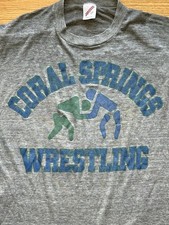 Vintage Late 80s Coral Springs High School Wrestling Shirt Sz Large Florida