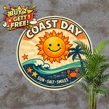 Beach Vibes Only Summer Sun Metal Sign Vintage Coastal Wall Decor 8x8