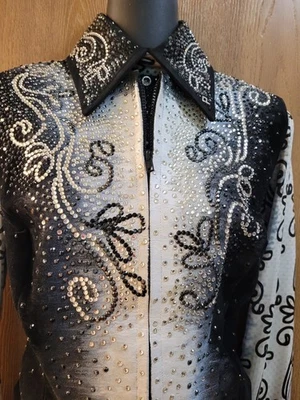 PAULA'S WESTERN PLEASURE SHOW SHIRT VEST HORSEMANSHIP HORSE HOBBY M - Photo 1/4