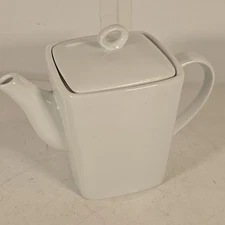 Simple Dining White Porcelain Mini Square Tea Pot 5” Tall X4"X4"  RARE!