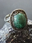 Vintage Native American Green Turquoise Silver Ring Size 7
