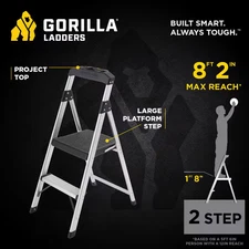 2-step aluminum step stool ladder, 250 lbs. type i duty rating