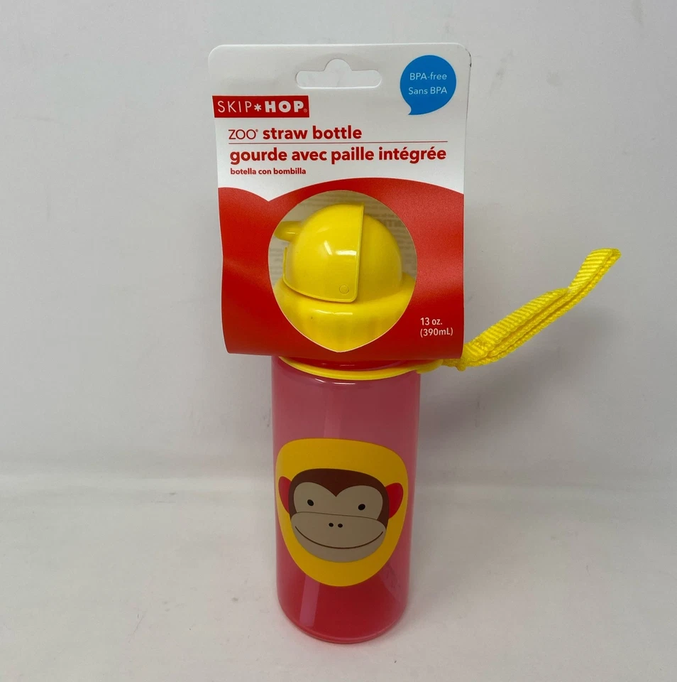 Botella de paja Skip Hop Zoo 13 oz - rosa mono/amarillo Foto 2 de 4