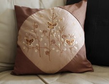 Butterfly Pillow Cover Embroidered Decorator Sofa Bed Accent Decorative Coffee