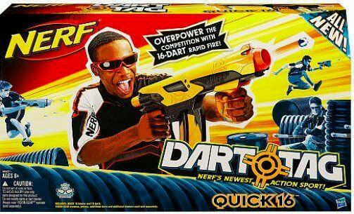 NERF DART TAG,QUICK 16 BLASTER SET,W/ BLASTER,CLIP,& DARTS,RAPID