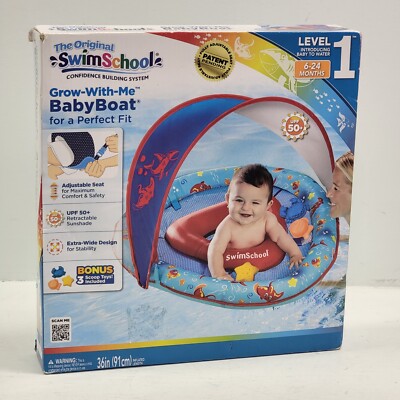 Swim School Grow-With-Me Baby Boat Float Swimming Pool Floating Inflatable 6-24M