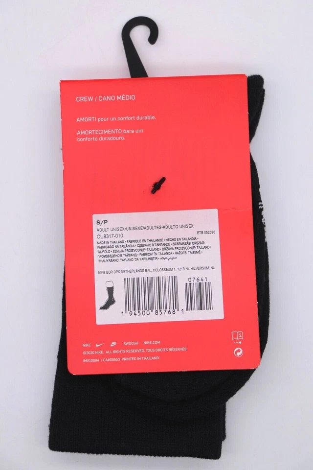 NIKE TN AIR SNEAKR SOX CREW CUSHIONED SOCKS - BLACK CU8317-010 UNISEX UK2-5 - Image 4 of 4