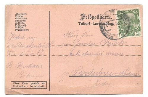Austria Hungary empire 1915 Feldpostkarte postcard with 5 heller stamp