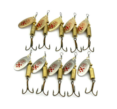 10pcs Fishing Spinner Spoon Bait 6.5cm//5.3g Metal Crankbait Lures Bass Tackle