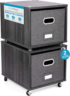 Modern Rolling File Cabinet with Bins & Wheels - Gray Storage Solution