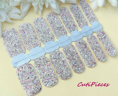 Nail Art Self Adhesive Full Nail Polish Wrap Sticker Champagne Gold Glitter W14