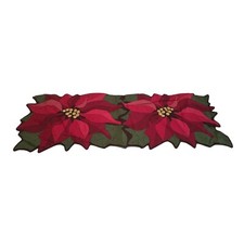 St. Nicholas Square Poinsettia Table Runner 13" x 72" Cotton Blend Christmas Dec