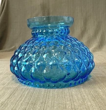 Vintage Blue Diamond Quilted Gas Oil Student Lamp Replacement Lamp Globe Glass