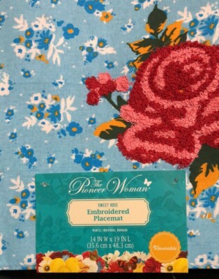 Pioneer Woman Set of Sweet Rose Embroidered Reversible