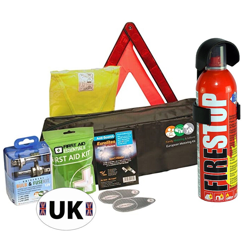 European Motoring Travel Kit With Storage Bag EU Driving Abroad Legal