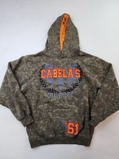 Cabela's Hooded Sweatshirt Boys Large Camo Moose Spell Out Logo Outdoor