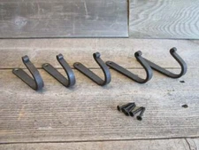 5 IRON COAT HOOKS HAT HAND FORGED 4" LONG ANTIQUE STYLE HOOK ENTRY U-SHAPE HAT