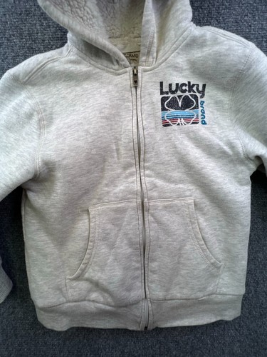 Lucky Brand Boys Small Size 7/8 Gray Hoodie Full Zip Kids Youth Sherpa Fleece - Picture 7 of 13