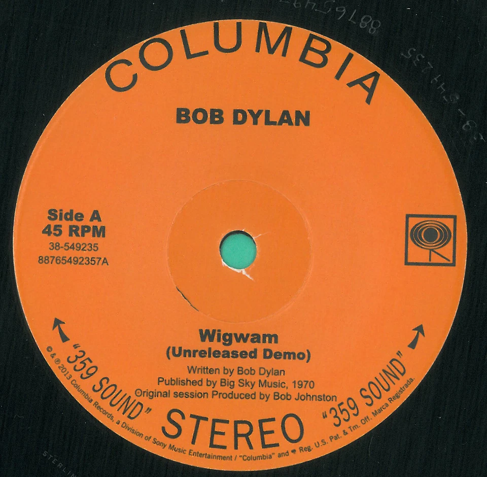 BOB DYLAN VINYL SINGLE: "Thirsty Boots / Wigwam" - Columbia 2013 - Bild 4 von 4