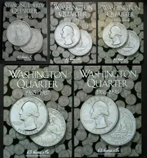 Set of 5 He Harris Washington Quarters Coin Folders Number 1-5 1916-1998 Book