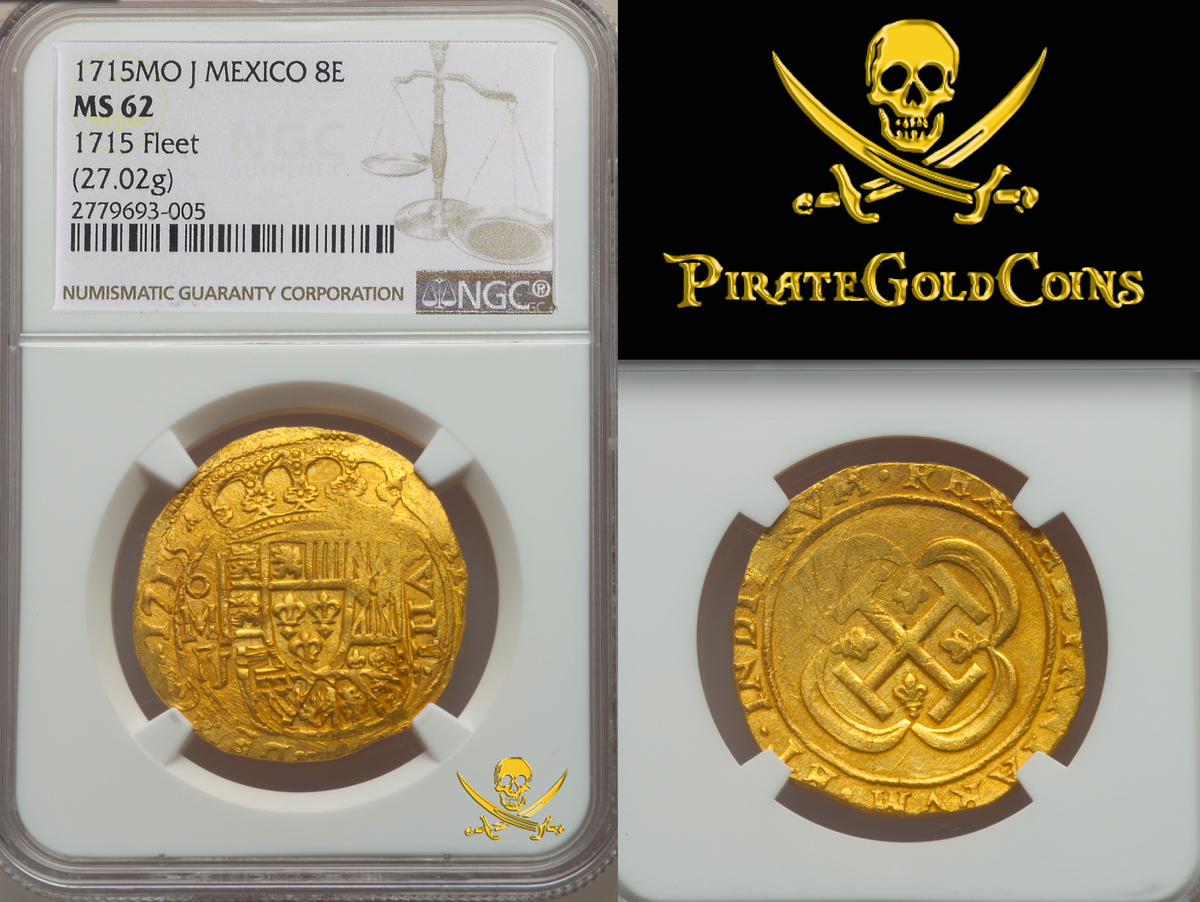 MEXICO 1715 FLEET SHIPWRECK 8 ESCUDOS NGC 62 QUASI ROYAL