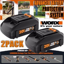 2Pack For WORX 20V MAX Extend Lithium Battery 20 Volt WA3520 WA3525 WA3575 WG155