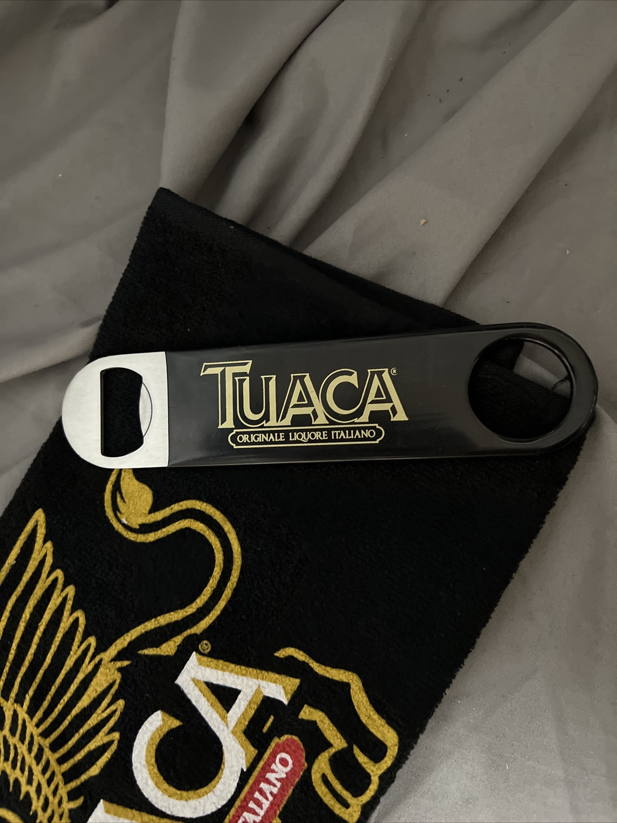 NEW TUACA Bottle Opener, Bar Towel, Pen & Wristband- 4 Pc Bartender Set ...