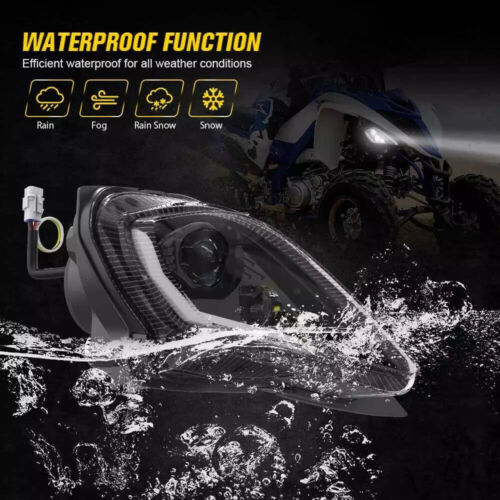 LED Headlamp For Yamaha YFZ 450 Raptor Wolverine 250 350 700 700R ATV 2006-2024 - Picture 3 of 10