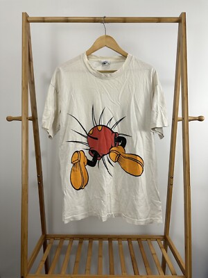 トップス 90s MICKEY&CO \"BREAK THROUGH\" SIZE:XL VTG 90s Mickey Mouse Break Through Thrashed Distressed Worn